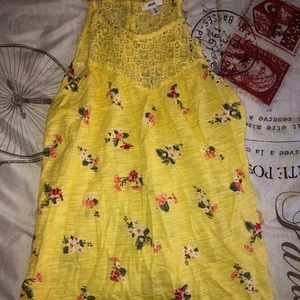 Loose Halter Top, Yellow Floral